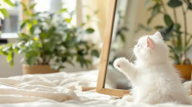小猫咪第一次看到镜子里的自己，反应绝了
